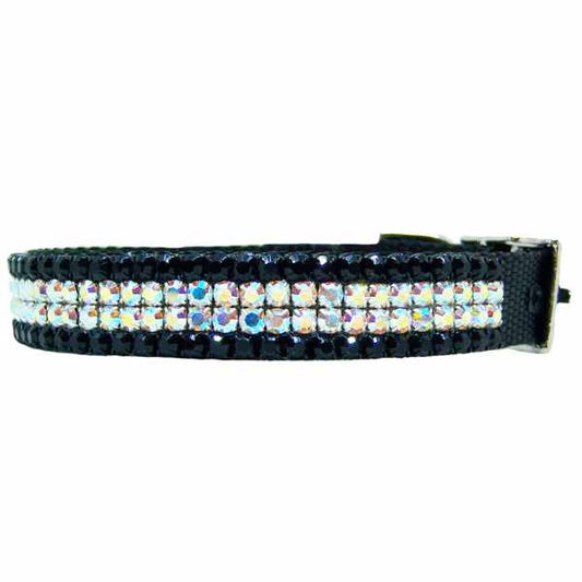 Aurora borealis and black crystal dog collar side view