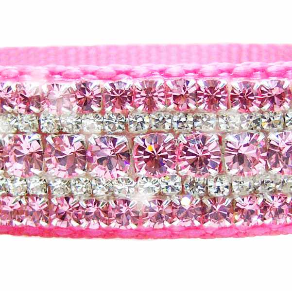 Cotton candy crystal dog collar close up crystals