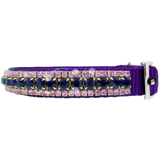 Pink and purple crystal pet collar side