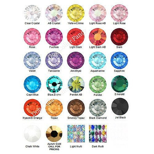 Bling Clips Collars Bracelets Chokers crystal color chart