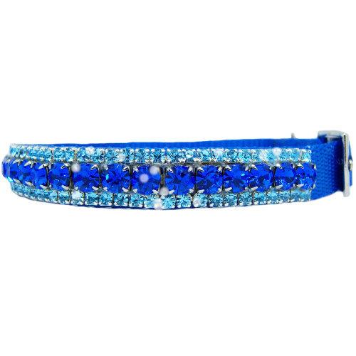 Deep blue sea boy dog collar in crystals side view
