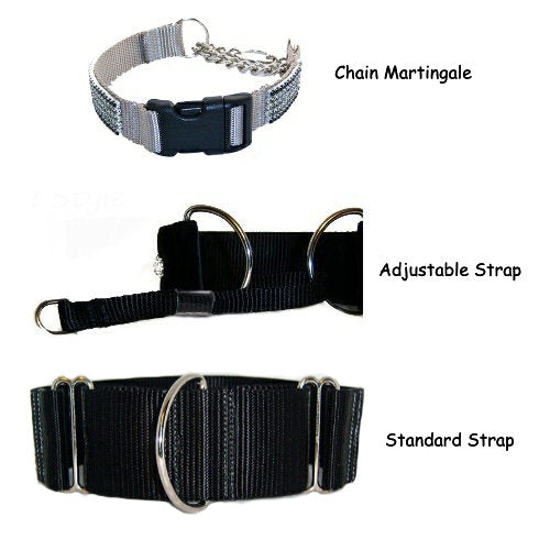 Martingale Dog Collar buckle, chain or strap styles