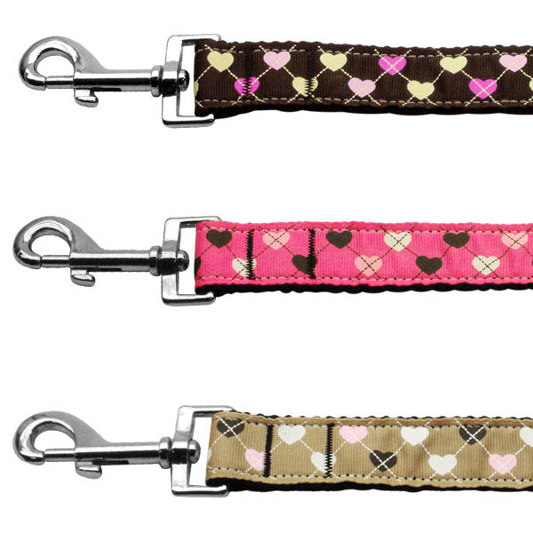Argyle hearts printed pet leash