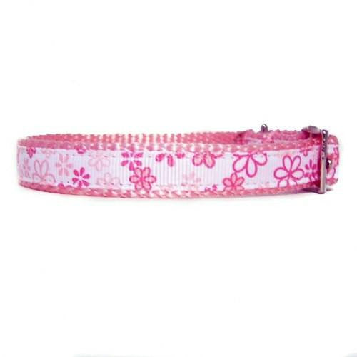 Pretty Pink Flowers Pet Collar - For dogs and cats - dog-collar-fancy