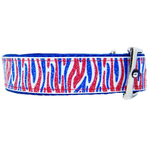 sparkly patriotic dog collar with glitter sparkles