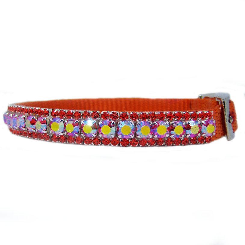 Sweet Tangerine Jeweled Pet Collar - For small dogs and cats - dog-collar-fancy