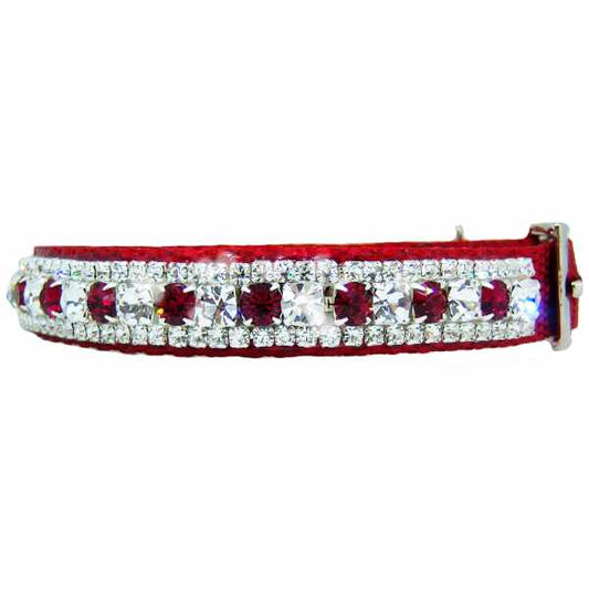 Ruby and crystal fancy pet collar