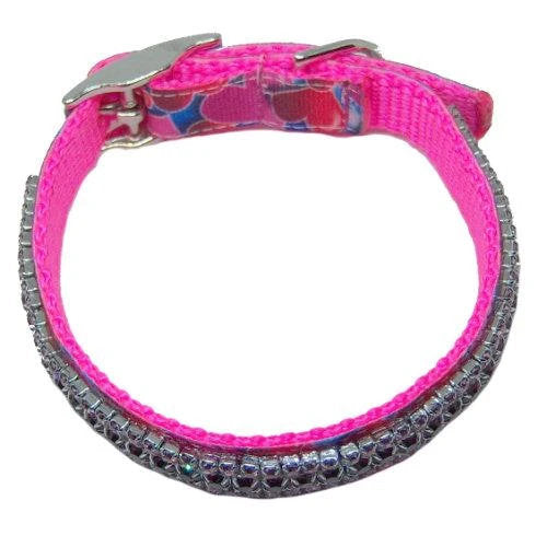 Dog collar with bling hearts crystals