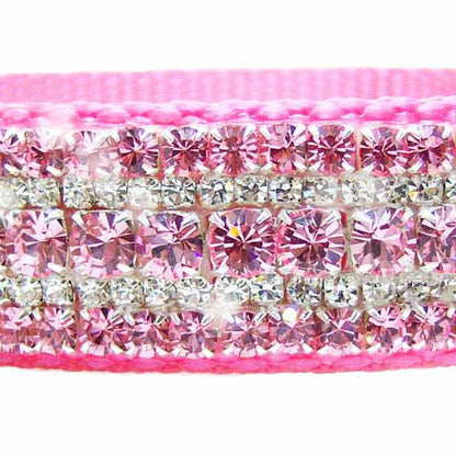 Cotton candy crystal dog collar close up crystals