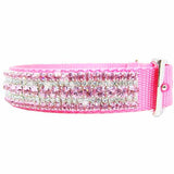 Cotton candy crystal dog collar side view