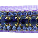 Purple crystal jeweled pet collar close up