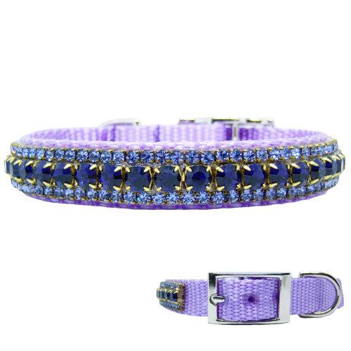 Purple crystal pet collar with plum purple and violet crystals