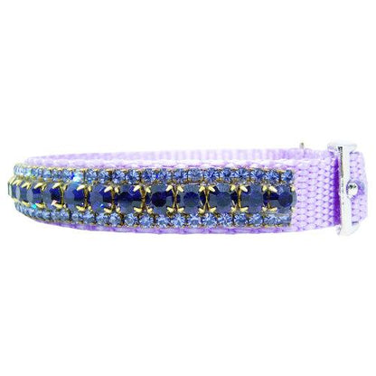 Purple crystal jeweled pet collar side view