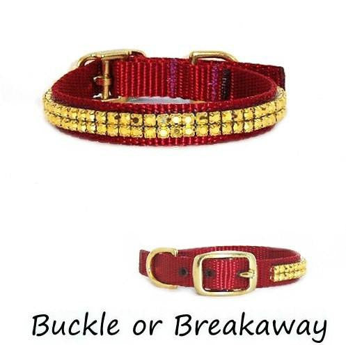 All About Gold Crystal Pet Collar - For small dogs and cats - dog-collar-fancy
