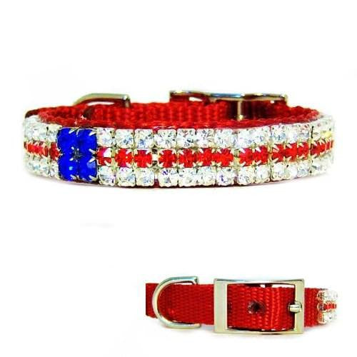 The American Flag Jeweled Pet Collar - For dogs and cats - dog-collar-fancy