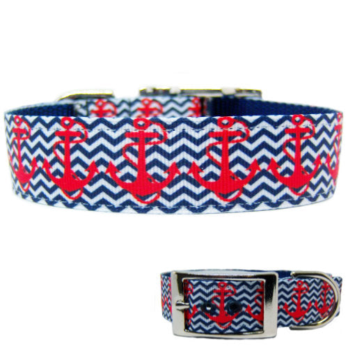 Anchors Away Printed Dog Collar - For medium to large dogs - dog-collar-fancy