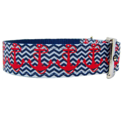 Anchors Away Printed Dog Collar - For medium to large dogs - dog-collar-fancy