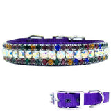 Aurora Borealis and multicolored crystal jeweled pet collar