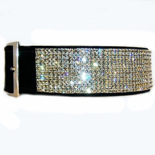 Fancy Black Diamonds 2 Inch Wide Crystal Dog Collar side view