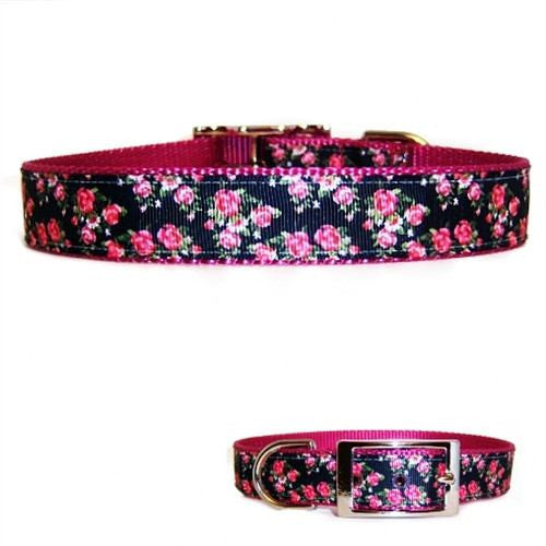 Blooming Roses Decorative Dog Collar - For medium to large dogs - dog-collar-fancy