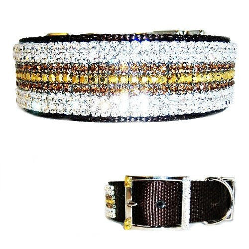 Chocolate Elite Crystal Dog Collar - For medium to large dogs - dog-collar-fancy