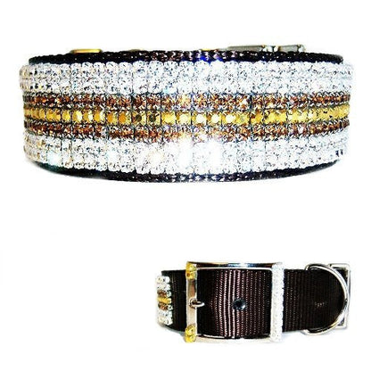 Chocolate Elite Crystal Dog Collar - For medium to large dogs - dog-collar-fancy