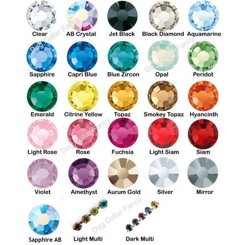 Crystal Treasures Pet Collar crystal color chart