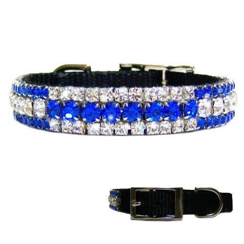 Flashy Sapphires Jeweled Pet Collar - For dogs and cats - dog-collar-fancy