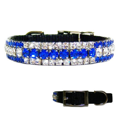Flashy Sapphires Jeweled Pet Collar - For dogs and cats - dog-collar-fancy