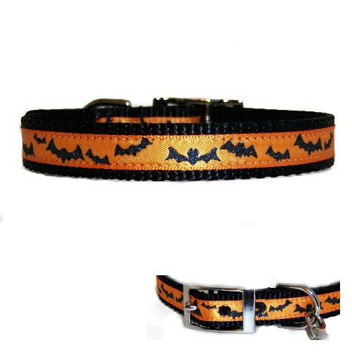 Metallic Halloween Bats Pet Collar - For dogs and cats - dog-collar-fancy