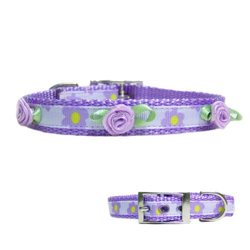 Lilac and Flowers Pet Collar - For dogs and cats - dog-collar-fancy
