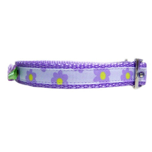 Lilac and Flowers Pet Collar - For dogs and cats - dog-collar-fancy