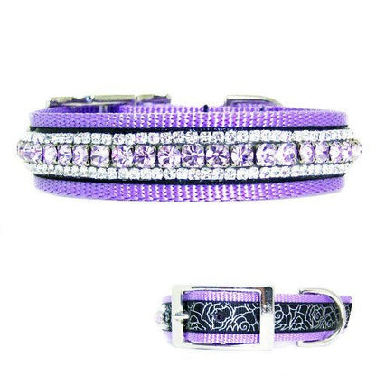 Lavish Lavender Crystal Dog Collar - For medium to large dogs - dog-collar-fancy
