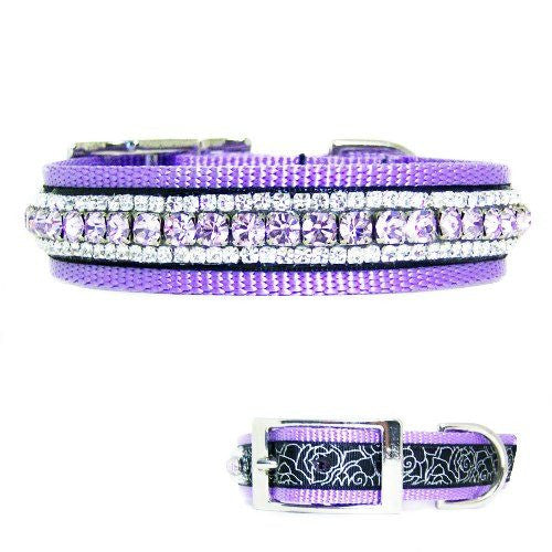 Lavish Lavender Crystal Dog Collar - For medium to large dogs - dog-collar-fancy