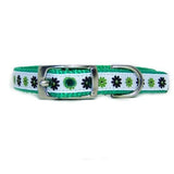 Lime Green Floral Pet Collar - For dogs and cats - dog-collar-fancy