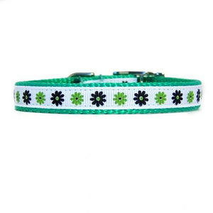 Lime Green Floral Pet Collar - For dogs and cats - dog-collar-fancy