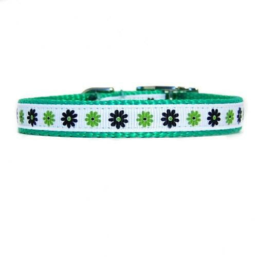 Lime Green Floral Pet Collar - For dogs and cats - dog-collar-fancy
