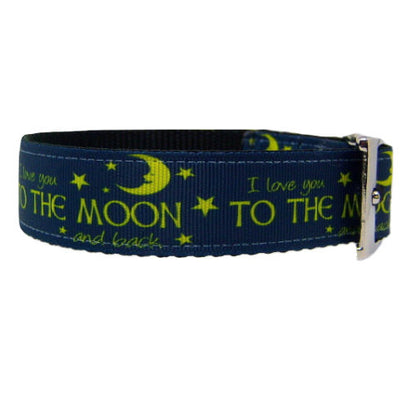 Love You To The Moon dog collar side view