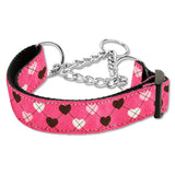 Argyle hearts martingale collar bright pink
