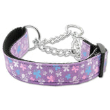 Purple butterflies martingale dog collar