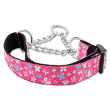 Pink butterflies martingale dog collar