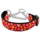 Red butterflies martingale dog collar