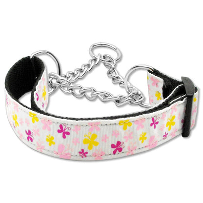 White butterflies martingale dog collar