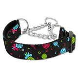 Black martingale collar lollipops print