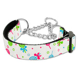 White martingale dog collar lollipops print