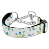Roses print martingale dog collar in blue