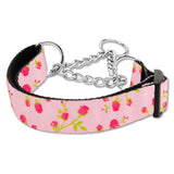 Roses print martingale dog collar in pink