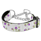 Roses print martingale dog collar in purple