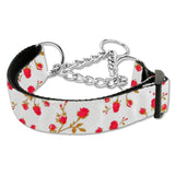 Roses print martingale dog collar in red