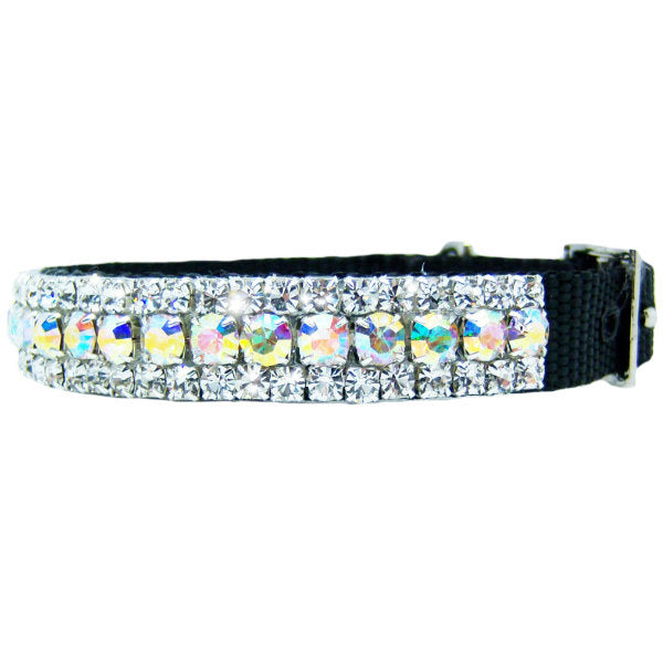 Sparkly crystal pet collar with aurora borealis and clear crystals